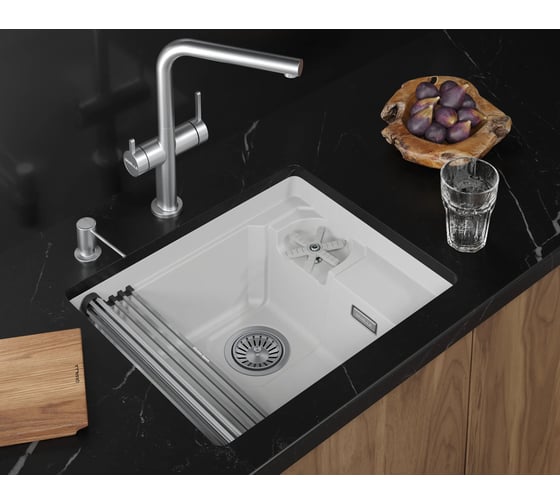 Кухонная мойка Granula KS, белый, кварц, RINZER 5505RU, АРКТИК