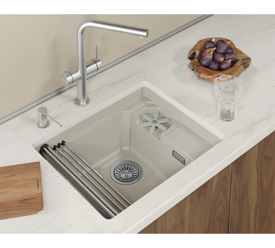 Кварцевая мойка для кухни GRANULA KS - 5505RU, КРЕМАН