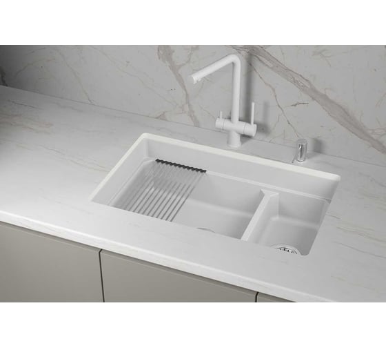 Мойка GRANULA KS- 7304iU белый кварц АРКТИК