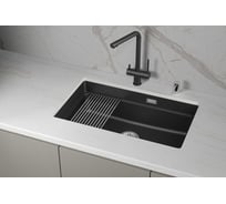 Кварцевая мойка для кухни GRANULA KS- 7303iU, ШВАРЦ