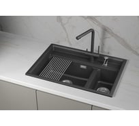 Кварцевая мойка для кухни GRANULA KS- 7302i, ШВАРЦ