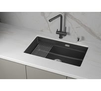 Кварцевая мойка для кухни GRANULA KS- 7303iU, ЧЁРНЫЙ