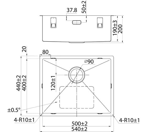 Мойка IDDIS Edifice нержавеющая сталь, универсального монтажа, графит 540х440 EDI54G0i77