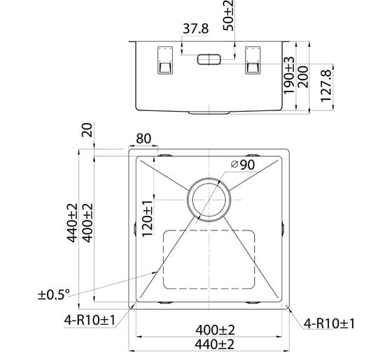 Мойка IDDIS Edifice нержавеющая сталь, универсального монтажа, графит 440х440 EDI44G0i77