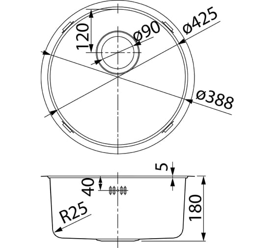 Мойка IDDIS Edifice нержавеющая сталь, универсального монтажа графит D-425х180 EDI42G0i77