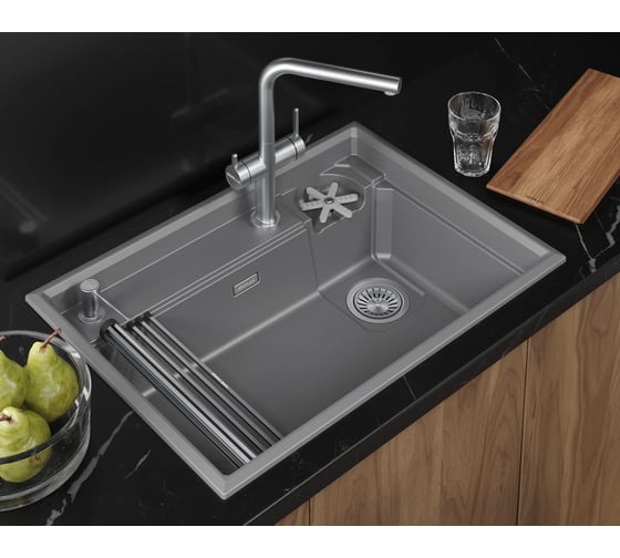 Кухонная мойка Granula KS-, кварц, RINZER 7308R, АЛЮМИНИУМ