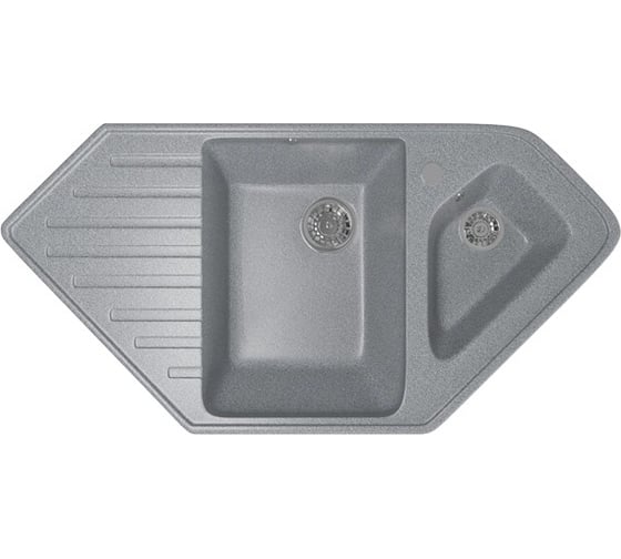 Угловая мойка MIXLINE ML-GM25 двухчашевая, с крылом, темно-серая 309, 500х970х200мм 525203