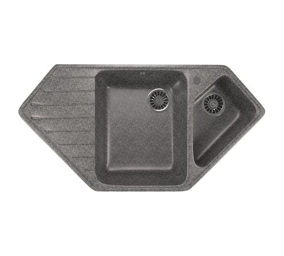 Угловая мойка MIXLINE ML-GM25 двухчашевая, с крылом, темно-серая 309, 500х970х200мм 525203