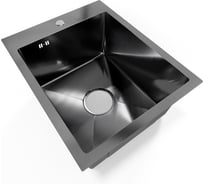 Мойка кухонная из нержавеющей стали Bauedge BAU SOUL КТ4050В NANO BLACK, сифон EASY CLEAN в комплекте KT4050B