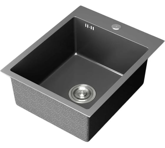 Мойка кухонная из нержавеющей стали Bauedge BAU SOUL КТ4050В NANO BLACK, сифон EASY CLEAN в комплекте KT4050B