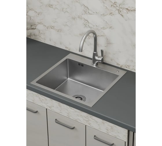Мойка кухонная из нержавеющей стали Bauedge BAU SOUL КТ5050S SATIN, сифон EASY CLEAN в комплекте KT5050S
