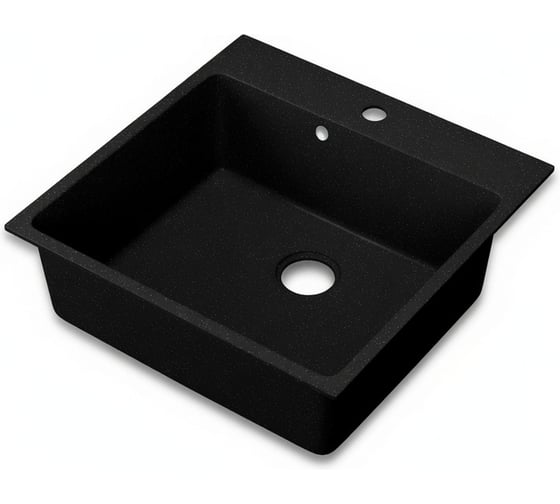Мойка для кухни Bauedge Quadro 500x500 мм, без выпуска, черный камень MY3001