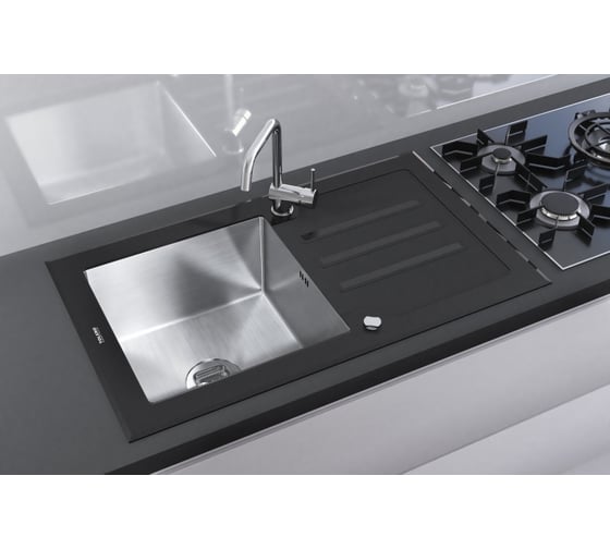 Кухонная мойка TOLERO Ceramic Glass TG-860 черная, стекло 765062
