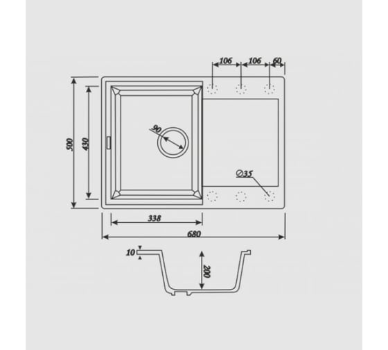 Мраморная мойка KAISER BlackWhite KMM-5068 BW