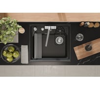 Кухонная мойка GRANULA кварц, Kitchen Space RINZER 5807R, ЧЕРНЫЙ