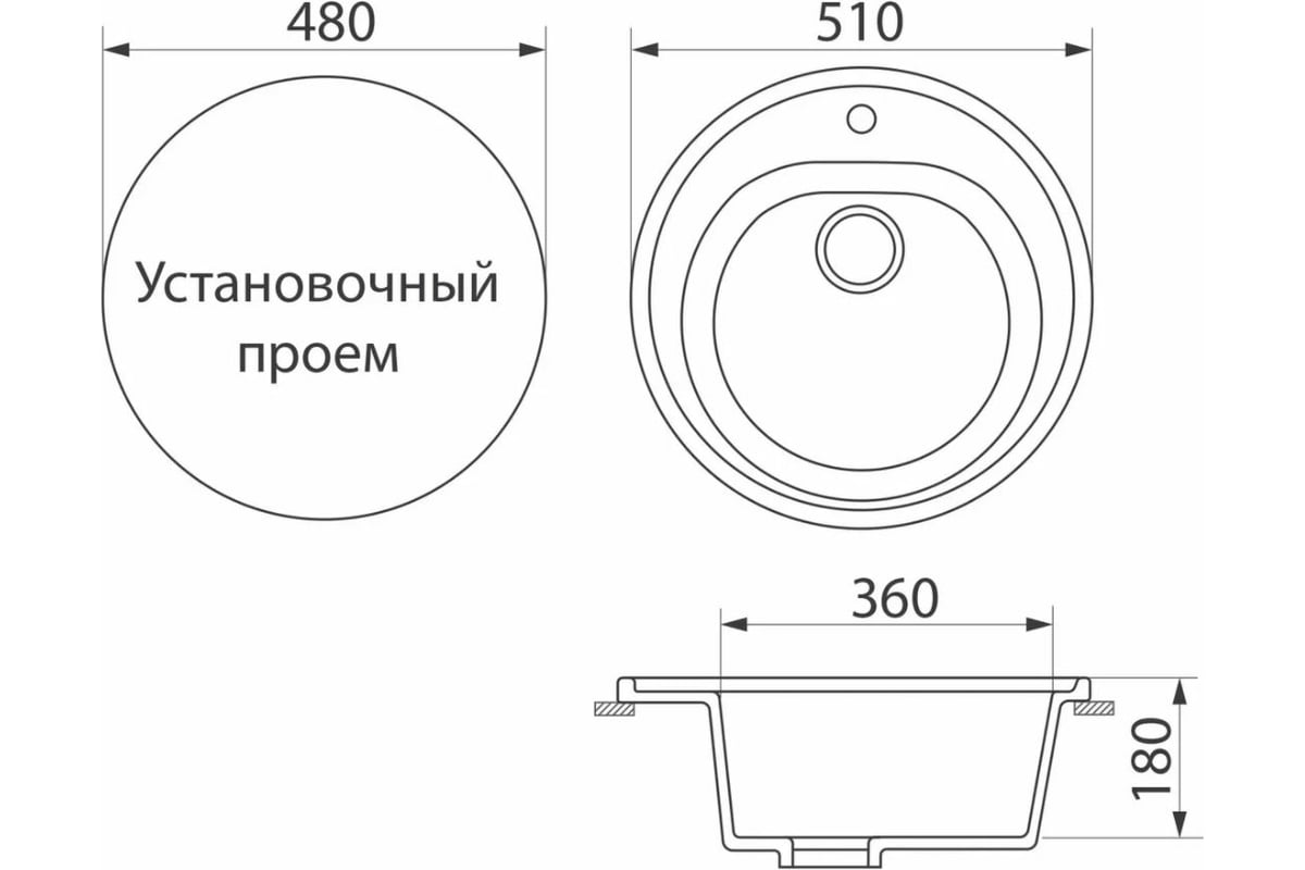 Стандартный размер мойки для кухни из камня