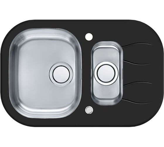 Мойка для кухни Alveus WAVE UP 30 760x500 мм, 1.5 чаши, черная, с сифоном 1123817
