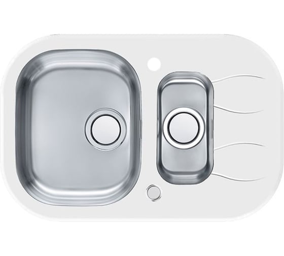 Мойка для кухни Alveus WAVE UP 30 760x500 мм, 1.5 чаши, белая, с сифоном 1123816