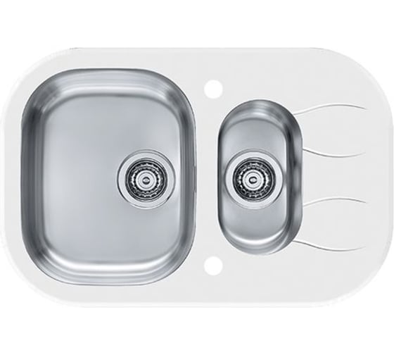 Мойка для кухни Alveus WAVE 30 760x500 мм, 1.5 чаши, белая, с сифоном 1102741