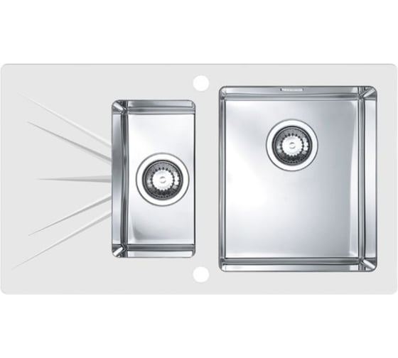 Мойка для кухни Alveus KARAT 20, белая, 860x500, 1+1/2, правая, в комплекте с сифоном 1092272 1103660