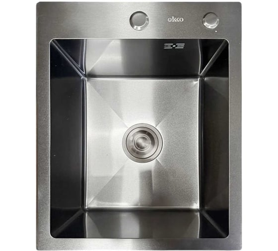 Мойка для кухни из нержавеющей стали Ekko 3 мм EKKO 40*50 с PVD покрытием графит, сифон, коландер, дозатор ES4050BK