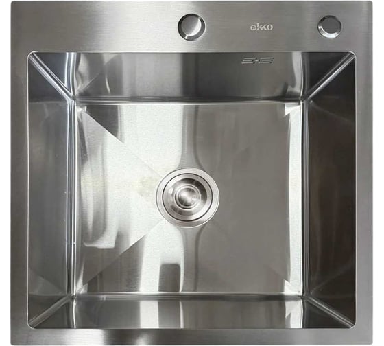 Мойка для кухни из нержавеющей стали Ekko 3 мм EKKO 50*50 с PVD покрытием сатин, сифон, коландер, дозатор ES5050AK