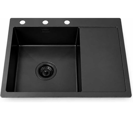 Кухонная мойка из нержавеющей стали с PVD покрытием Oute 65х50 см с сифоном Цвет черный матовый T76550H-L