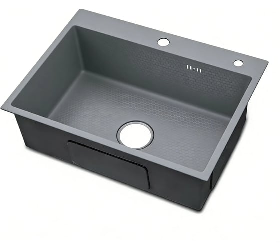 Мойка для кухни из нержавеющей стали Weissgauff WKS 5050-1 Dark Grey Nano Hexagon 442379