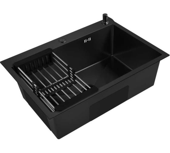 Мойка кухонная из нержавеющей стали Weissgauff WKS 7050-1 Black Nano Hexagon 442364