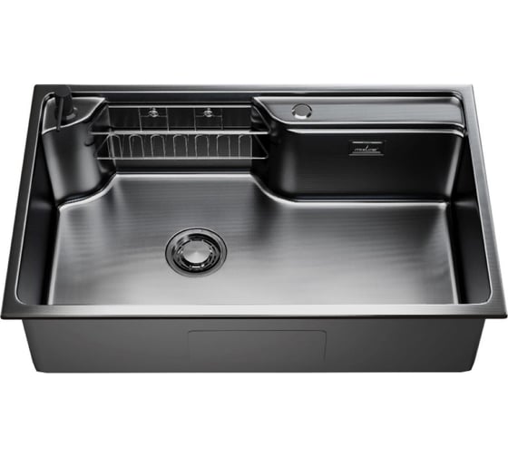 Мойка MIXLINE настольный монтаж, 75x48 см, выпуск 3 1/2, с фаской 21.5 см, сифоном, дозатором, коландером и корзиной 559337