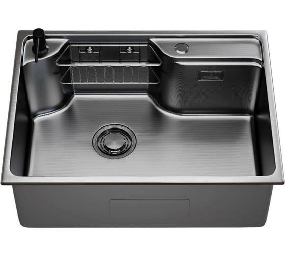 Мойка MIXLINE настольный монтаж, 60x45 см, выпуск 3 1/2, с фаской 21.5 см, сифоном, дозатором, коландером и корзиной 559336