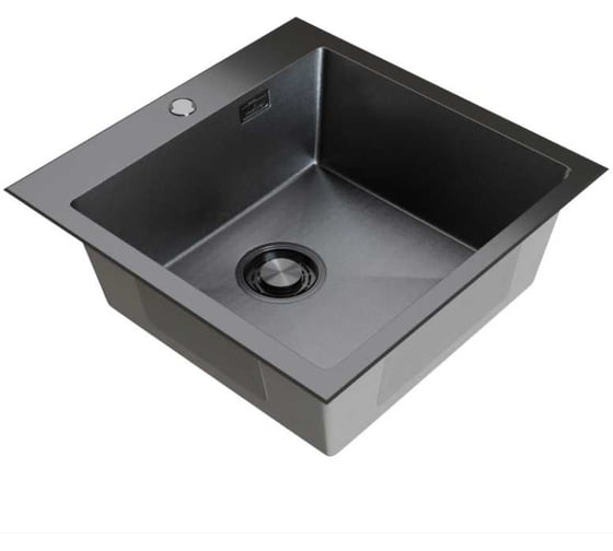 Мойка MIXLINE микро настольный монтаж 50x50 см, выпуклая, 3.5 дюйма, с фаской 20 см, сифон, графит декор 559594
