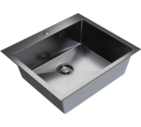 Мойка настольного монтажа MIXLINE 60х45 3,0 вып 3 1/2 ПРО с ФАСКОЙ 22см с сиф черн. графит декор ШОК 559606