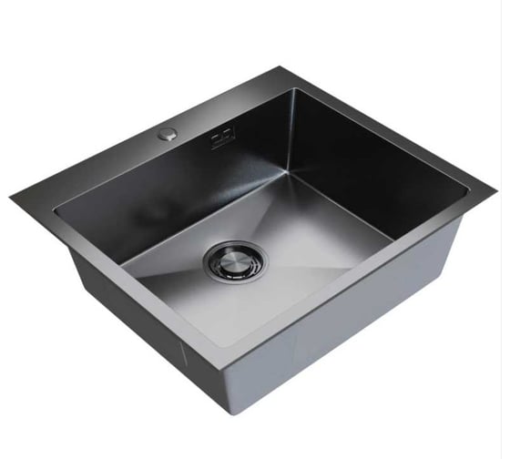 Мойка настольного монтажа MIXLINE 60х45 3,0 вып 3 1/2 ПРО с ФАСКОЙ 22см с сиф черн графит декор МИКРО 559597