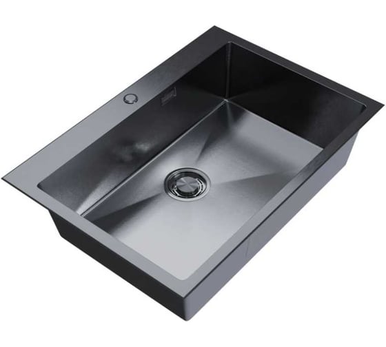 Мойка кухонная MIXLINE настольный монтаж 65x45 3.0 выпуск 3 1/2 ПРО с ФАСКОЙ 22 см с сифоном черн графит декор МИКРО 559596