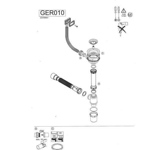 Кухонная мойка из нержавеющей стали WISENT 4050B с PVD покрытием, 40x50 см WWS34050В/W30420В/WGER010