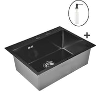 Комплект кухонная мойка из нержавеющей стали WISENT 6045B с PVD покрытием 60x45см с дозатором WS36045B/WGER019B/W405B