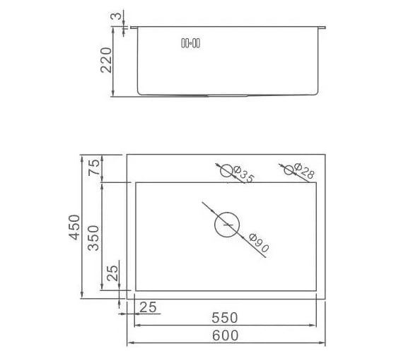 Комплект кухонная мойка из нержавеющей стали WISENT 6045B с PVD покрытием 60x45см с дозатором WS36045B/WGER019B/W405B