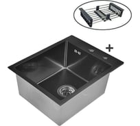 Комплект кухонная мойка из нержавеющей стали WISENT 4050B с PVD покрытием 40x50см WS34050B/WGER019B/W302644B