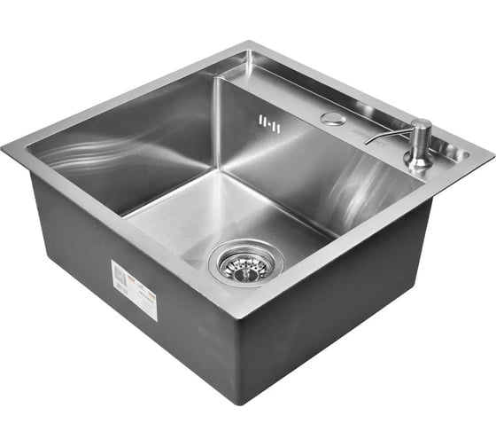 Комплект кухонная мойка из нержавеющей стали WISENT 5050 50x50см c раздвижным коландером и дозатором WS35050/WGER013/W405A/W302644