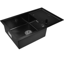 Кухонная мойка из нержавеющей стали WISENT 7850B-X с PVD покрытием, 78x50 см WW37850B-X/W30460B/W405B