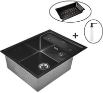Кухонная мойка из нержавеющей стали WISENT 6550B-X с PVD покрытием, 65x50 см WW36550B-X/W30470B/W405B
