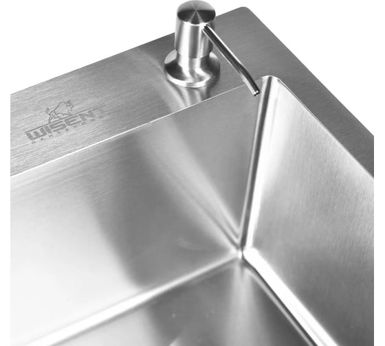 Комплект кухонная мойка из нержавеющей стали WISENT 6045 60x45см с дозатором. WS36045/WGER013/W405A