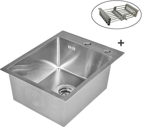 Комплект кухонная мойка из нержавеющей стали WISENT 4050 40x50см с раздвижным коландером WS34050/WGER013/W302644
