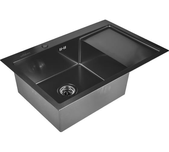 Комплект кухонная мойка из нержавеющей стали WISENT 7851B-L с PVD покрытием 78x51см WS37851B-L/WGER019B/W302644B