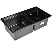 Кухонная мойка из нержавеющей стали WISENT 7843B-S с PVD покрытием, 78x43 см W37843B-S/W30400B/W405B