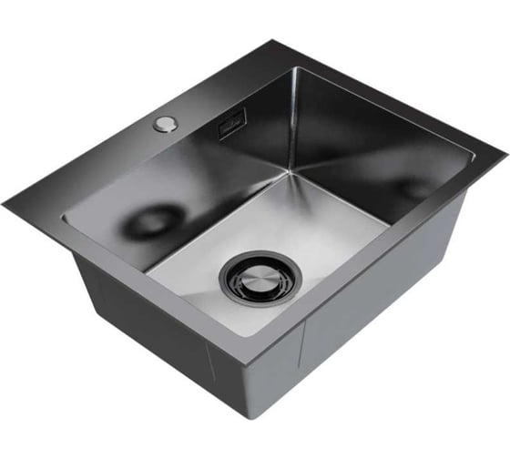 Мойка настольного монтаж MIXLINE 53х43 3,0 выпуск 3 1/2 ПРО с ФАСКОЙ 22см с сифоном, черный графит декор МИКРО 559600