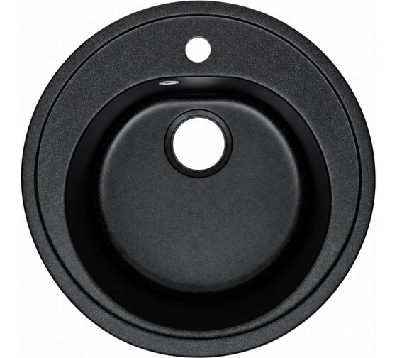 Мойка кухонная Alcora 510x510 мм, матовая черная, с сифоном J003 Q004