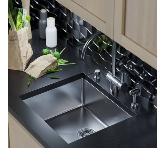 Мойка для подстольного монтажа MIXLINE PRO 50x44х20 см, толщина 3 мм, выпуск 3 1/2, с сифоном, сатин 548568