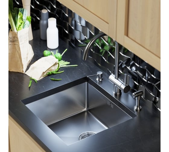 Мойка для подстольного монтажа MIXLINE PRO 45x42х20 см, толщина 3 мм, выпуск 3 1/2, с сифоном, сатин 548564